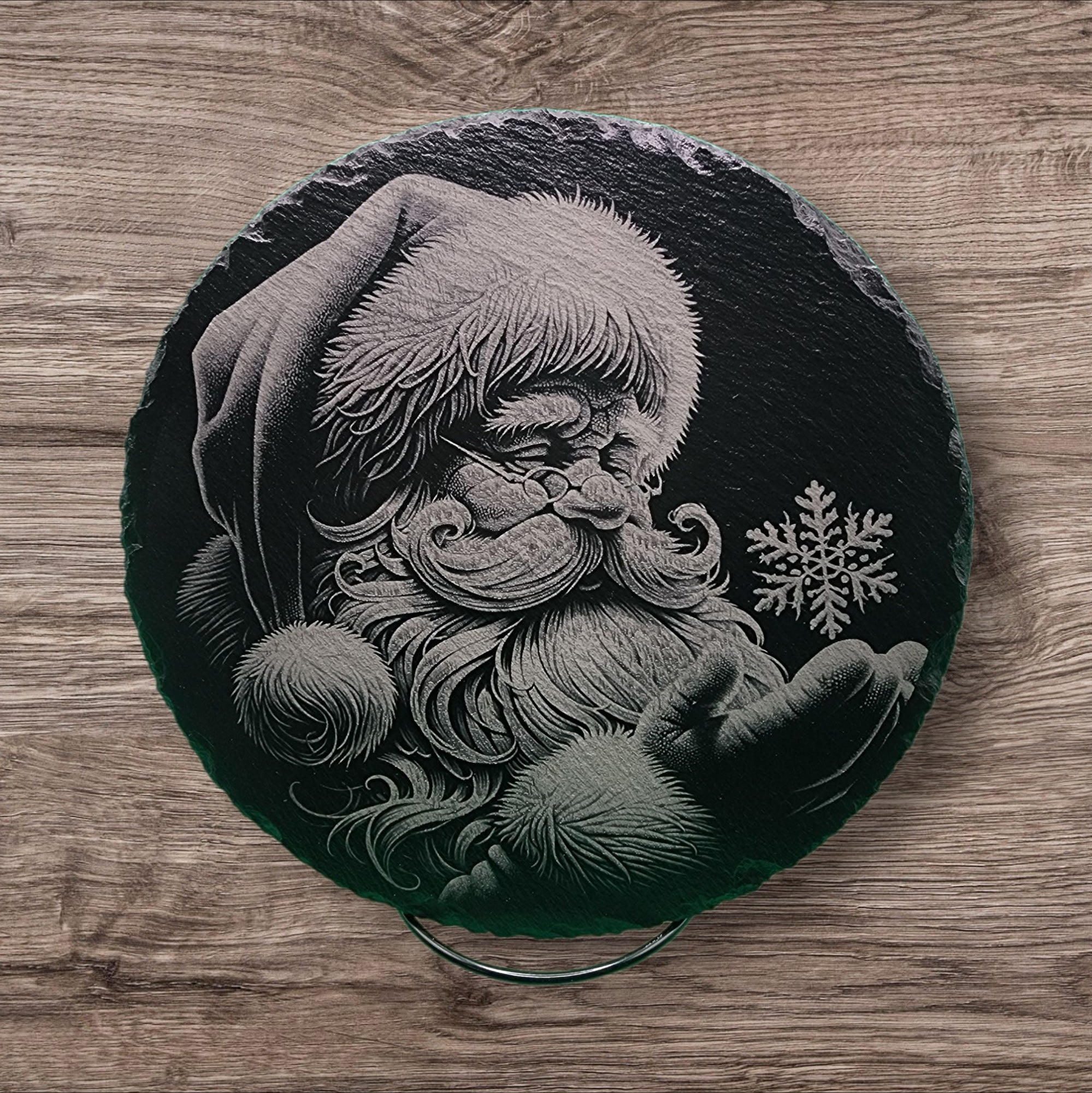 Custom Lasered 8" Round Santa Slate