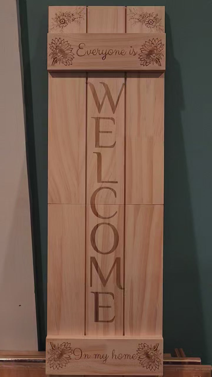 Custom Engraved Wooden Welcome Sign.