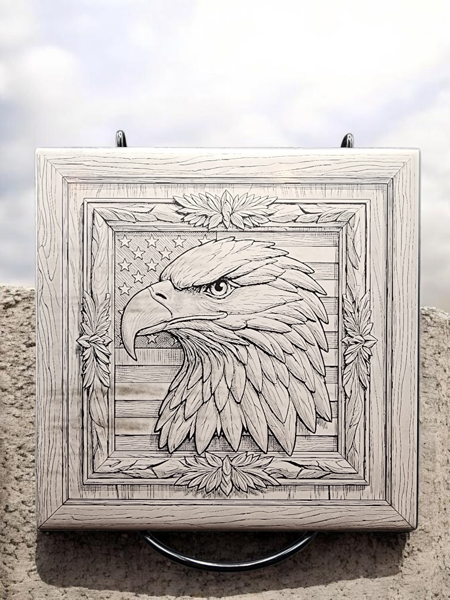 Patriotic Bald Eagle Engraved Plaque – American Pride- 6x6