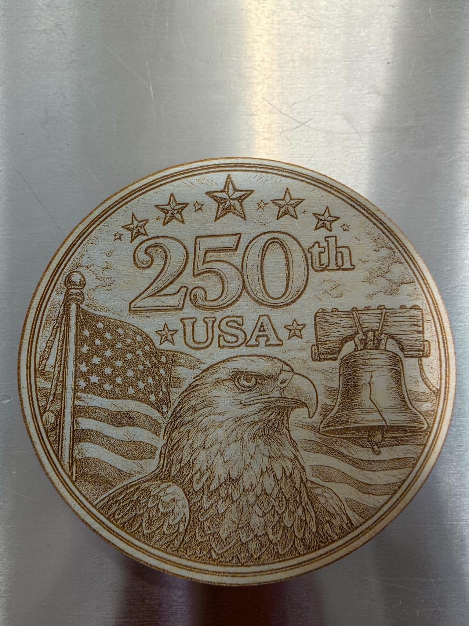 USA 250th Anniversary Bald Eagle & Liberty Bell Magnet – Patriotic Commemorative Decor