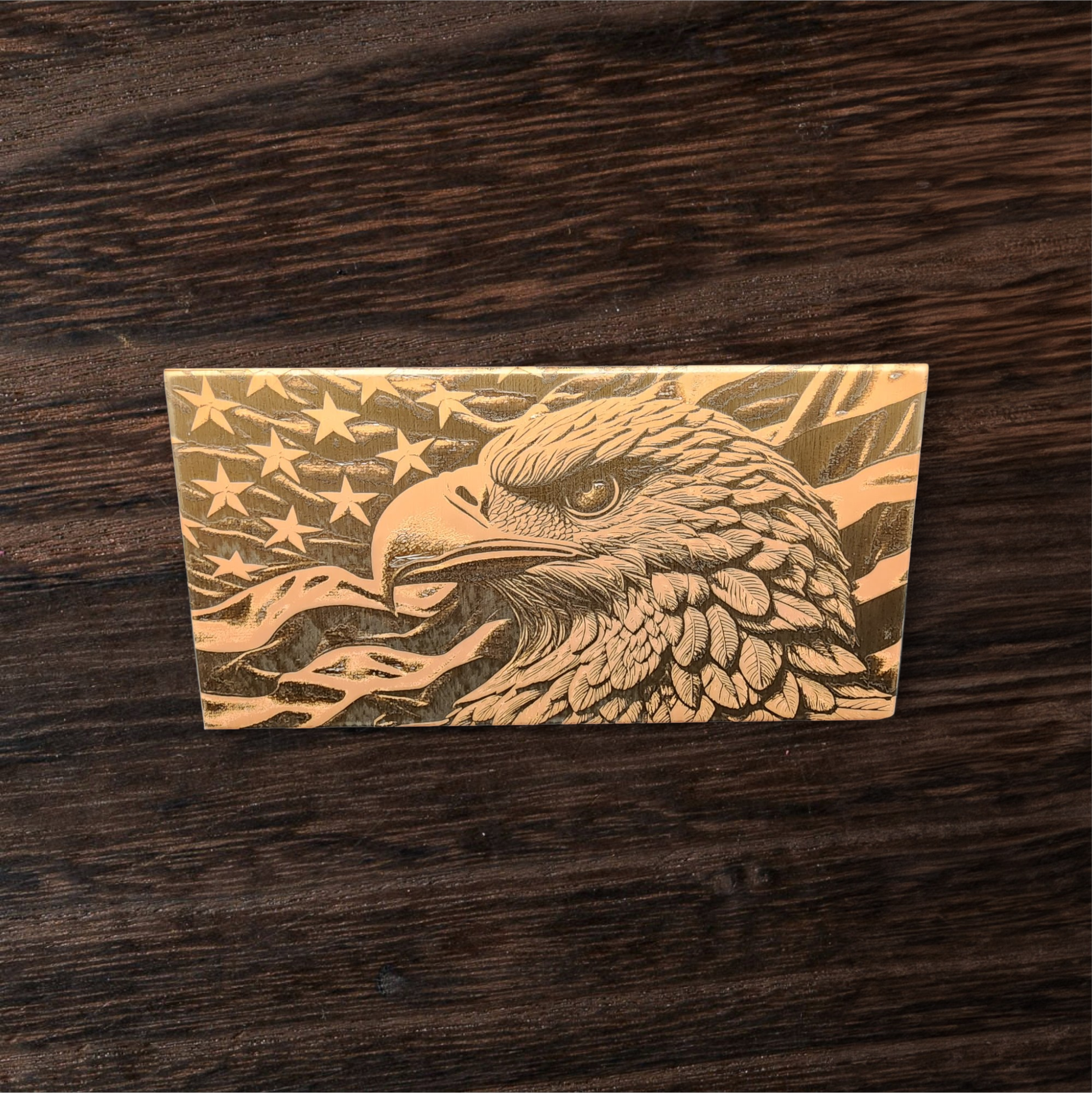 Bald Eagle & American Flag Copper Tile 6x3