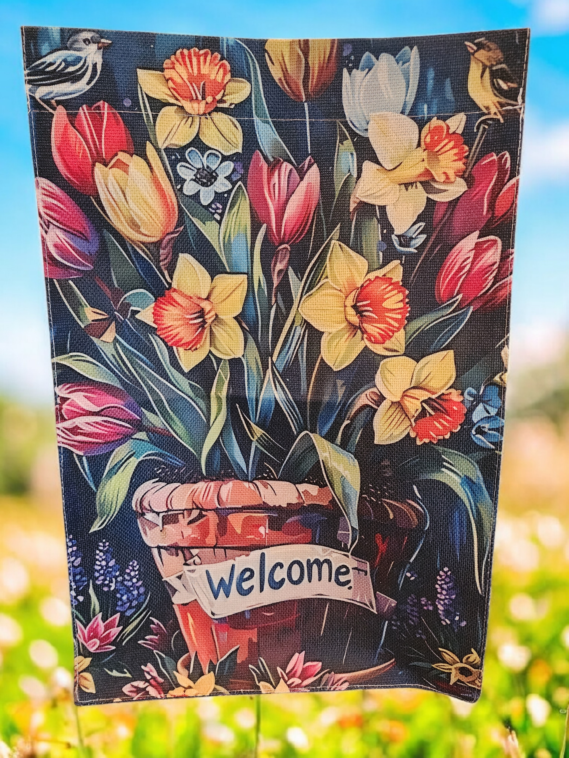 12 x 18 Garden Flag - Welcome Daffodils