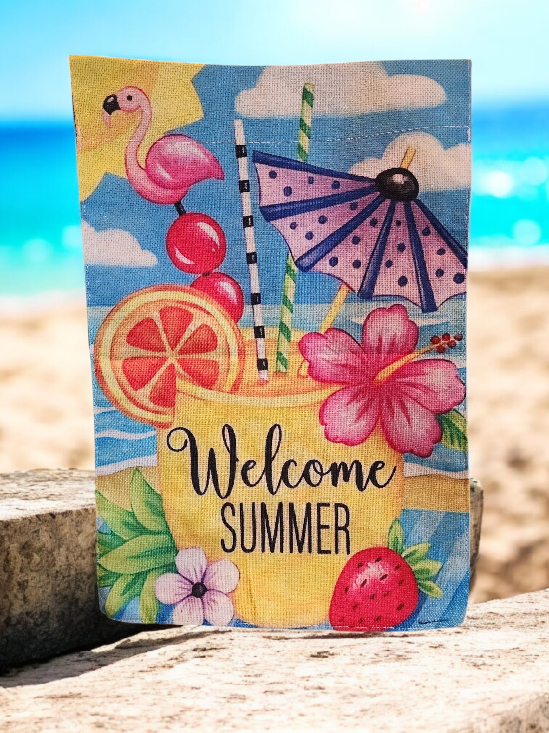 12 x 18 Garden Flag - Welcome Summer Cocktail
