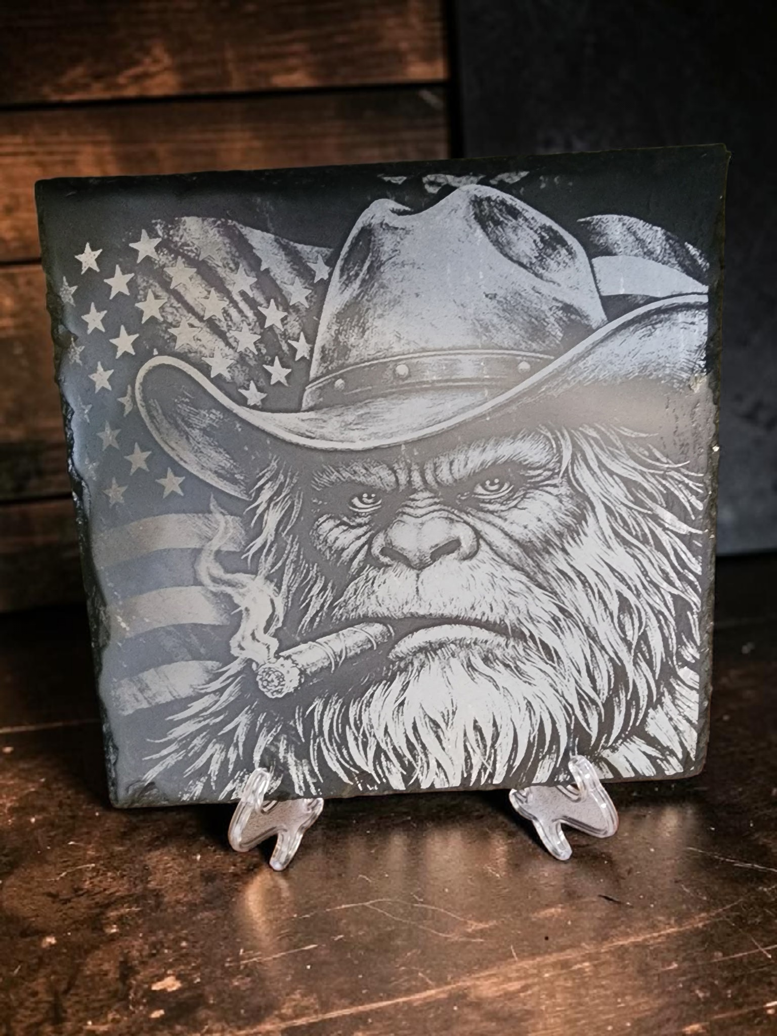 8x8 Engraved Slate Square- Bigfoot