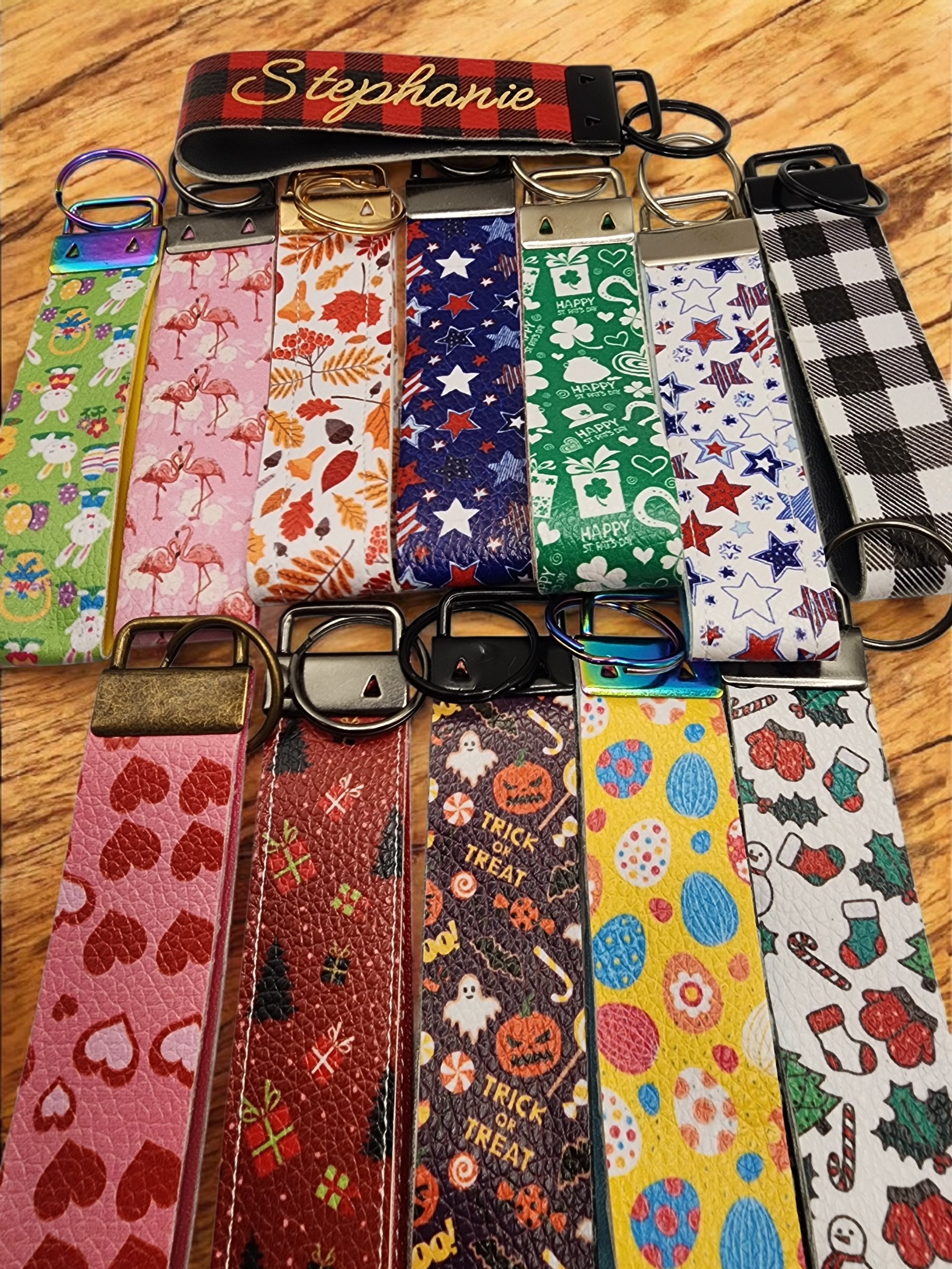 Personalized Faux Leather Wristlet