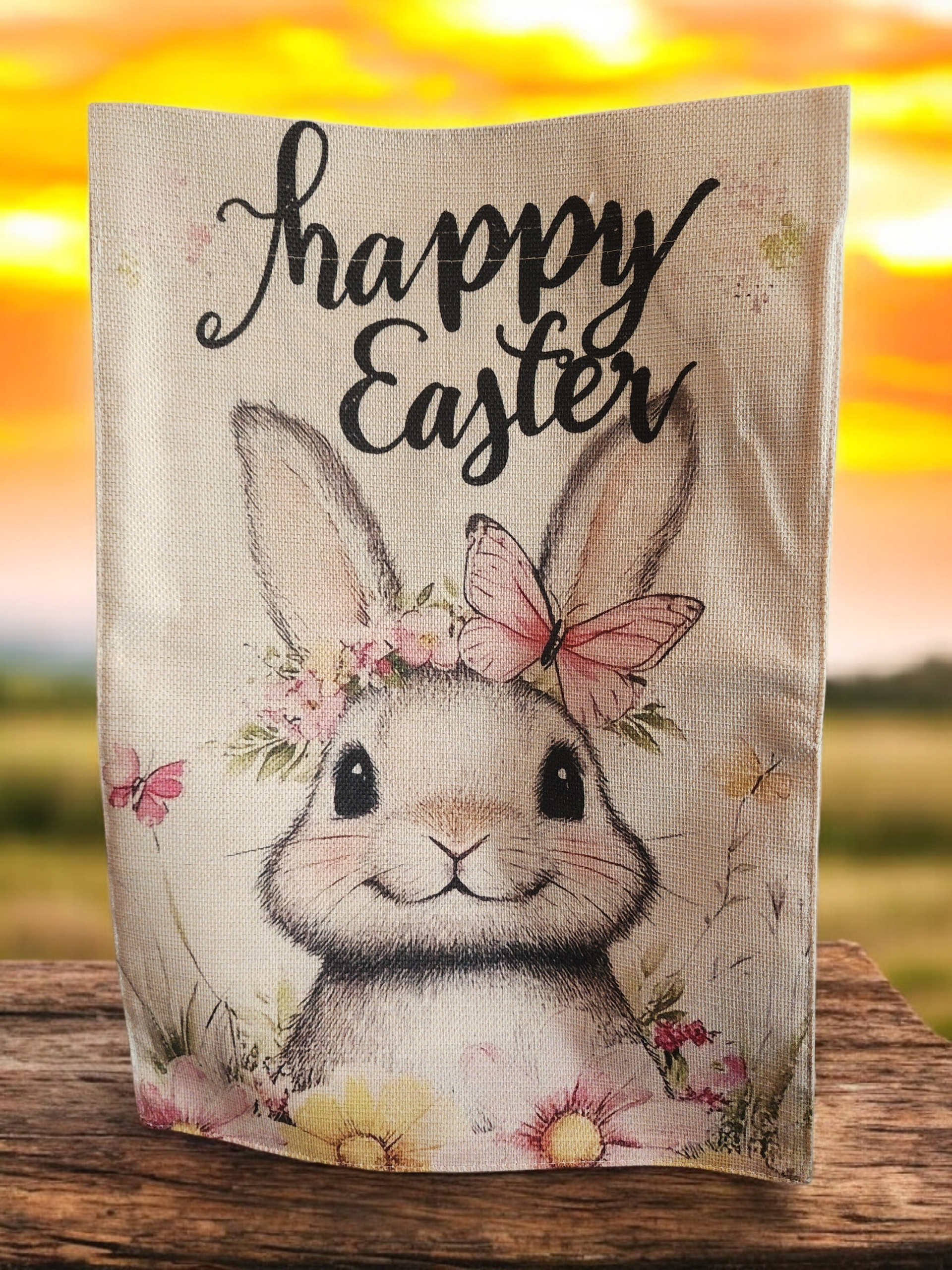 12 x 18 Garden Flag - Bunny with a Bow