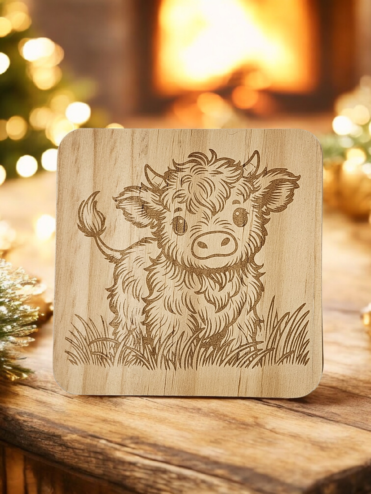 Custom Engraved Wooden 4 x 4 Coasters Set of 4.