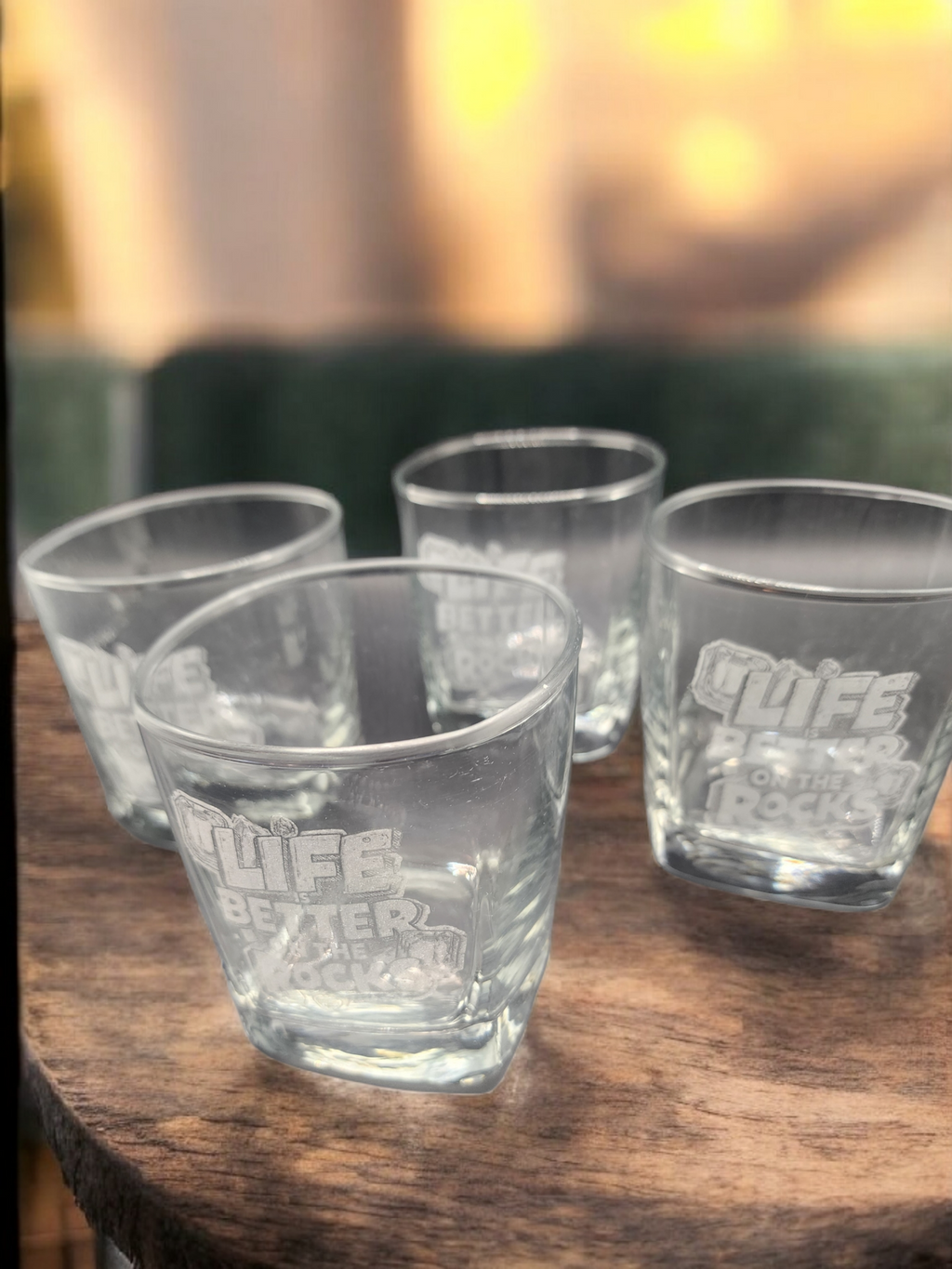 Laser Etched Whiskey Glasses. Set of 4 - Life is Better