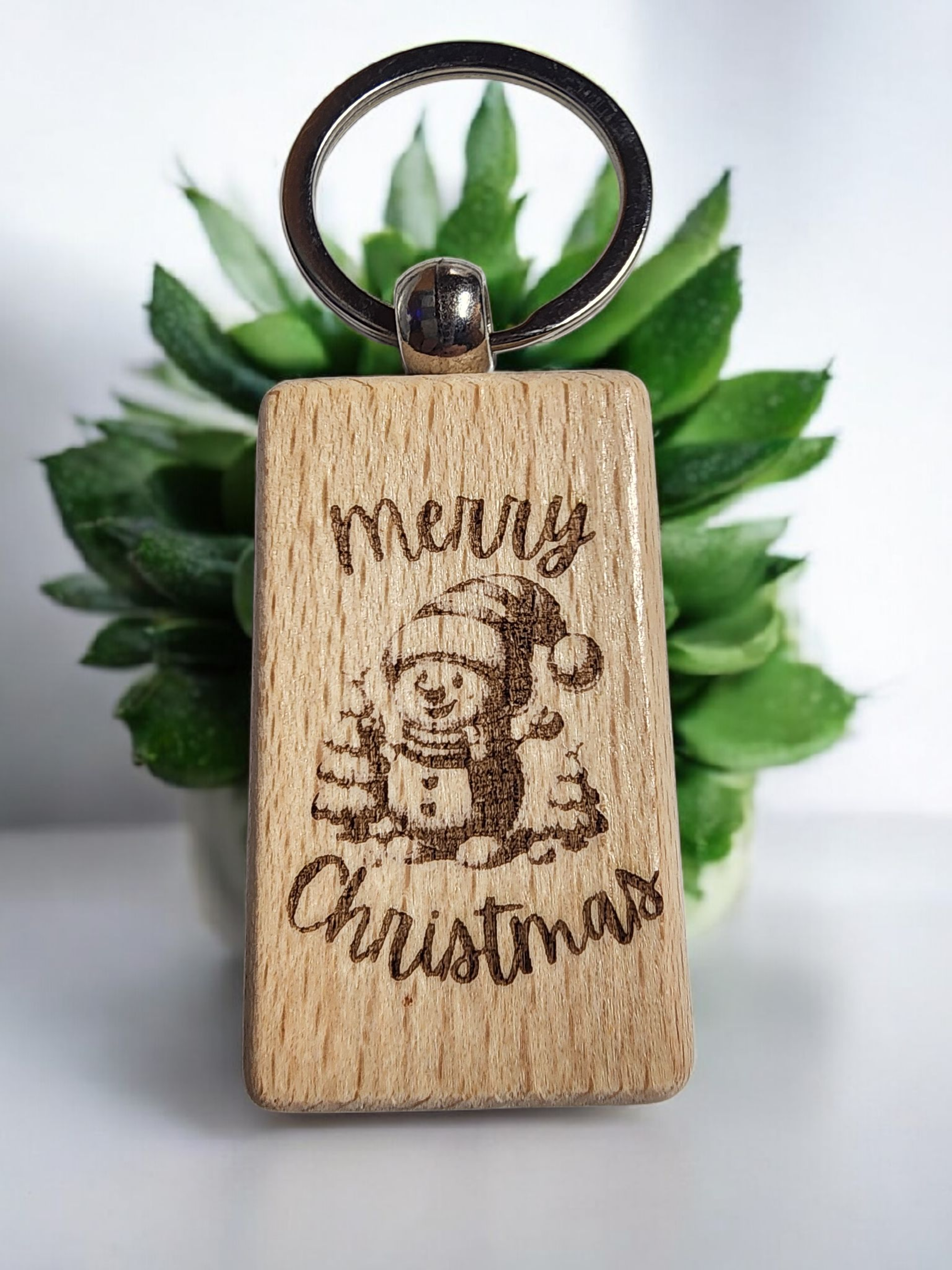 Wooden Keychain- Snowman