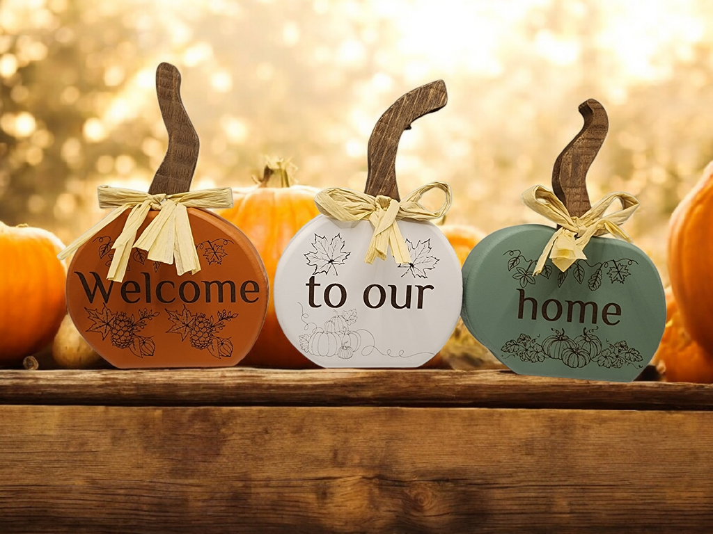 Custom Engraved 3 Piece Table Set -  Pumpkins