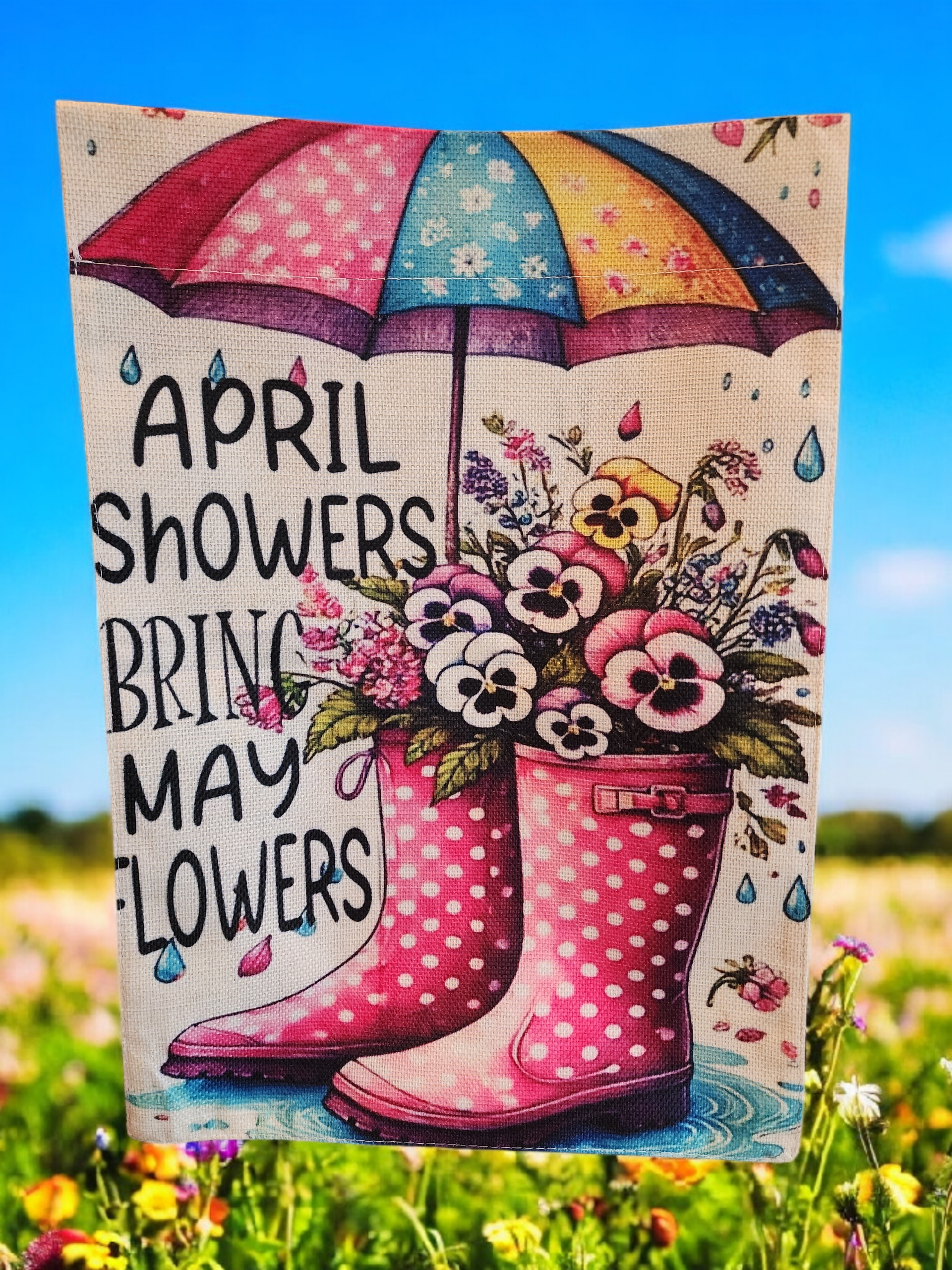 12 x 18 Garden Flag - April Shower Boots