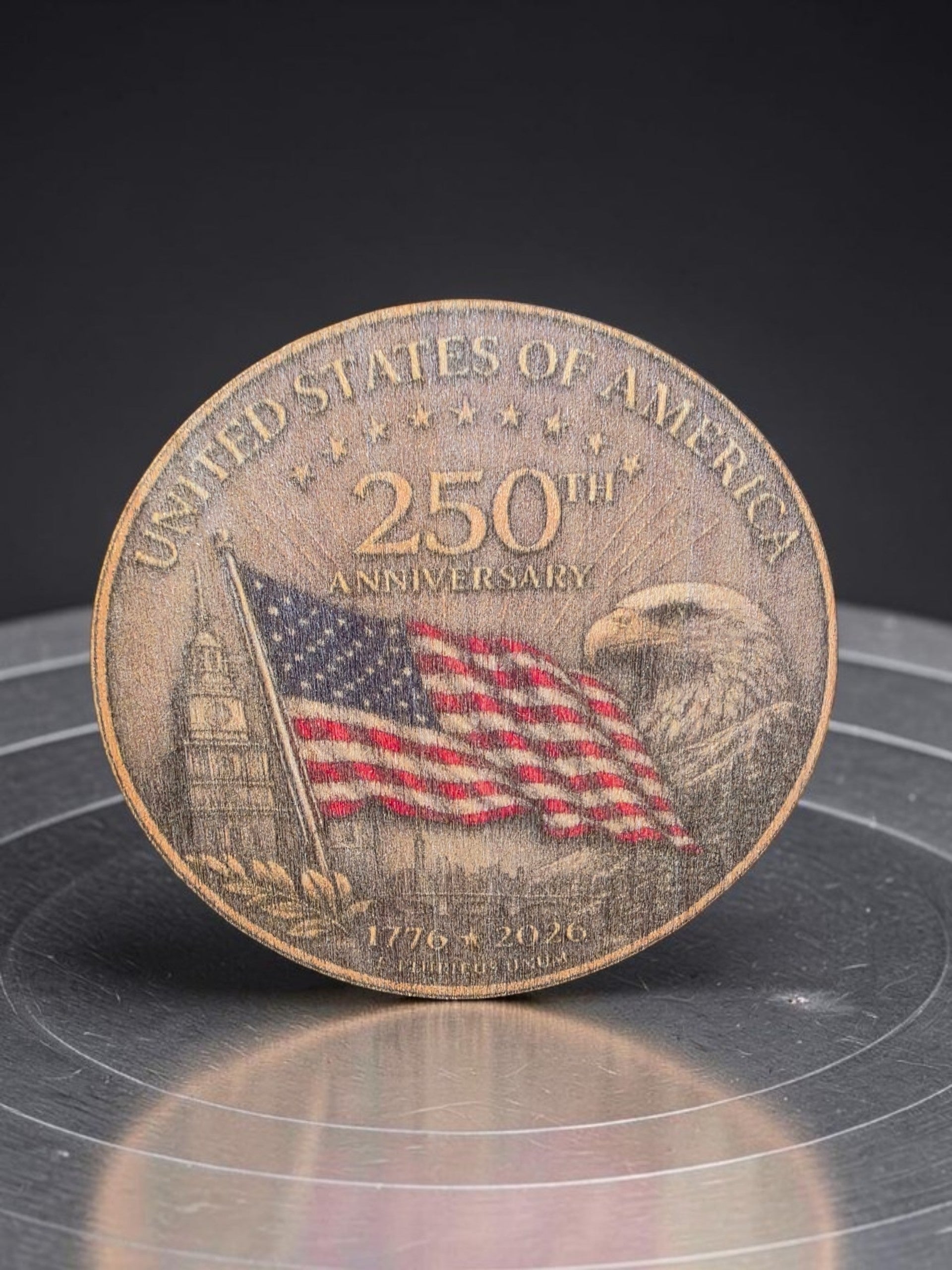 United States of America 250th Anniversary Wooden Magnet