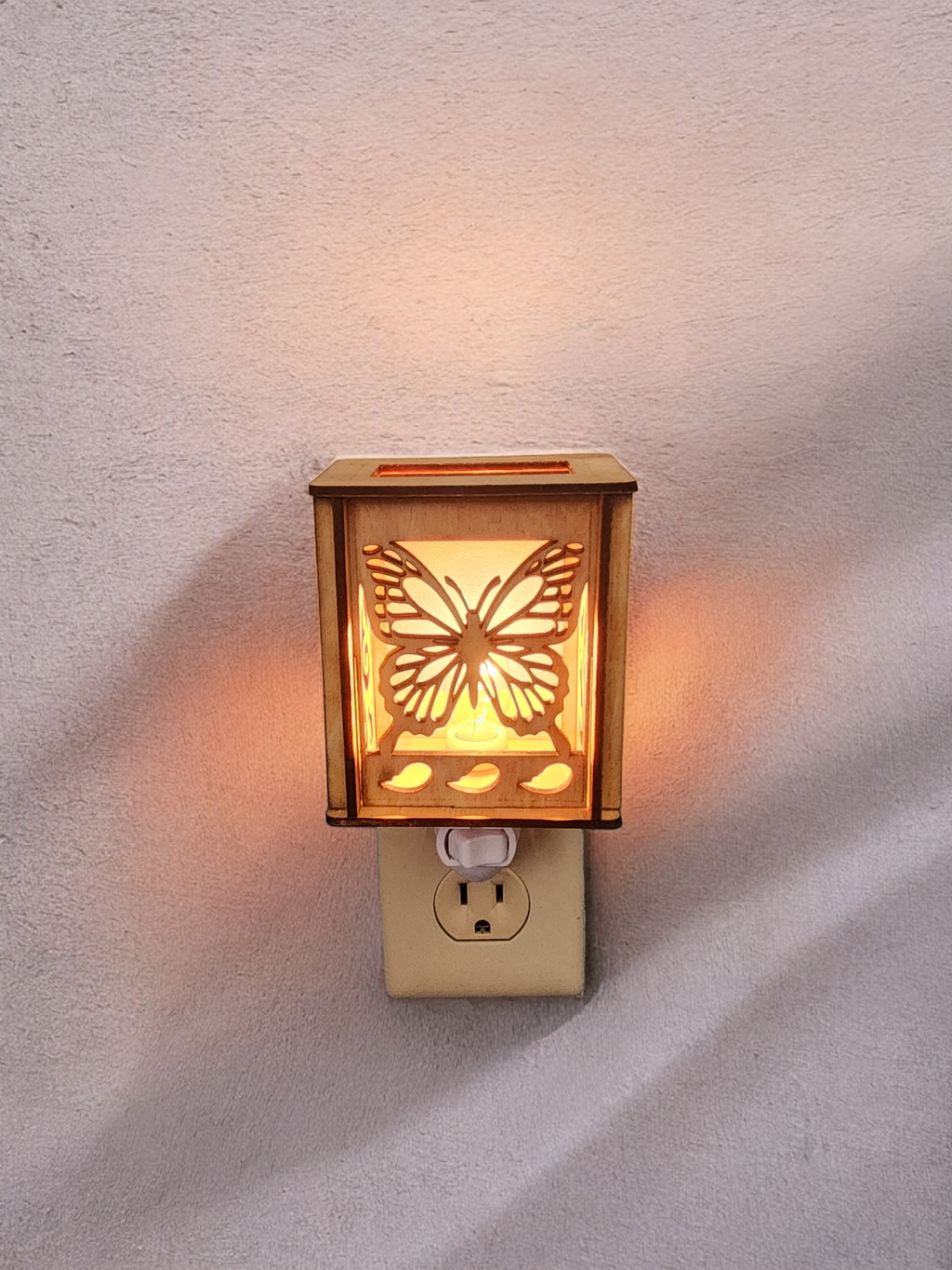 Laser Cut Wooden Framed Plug-in Night Light- Butterfly