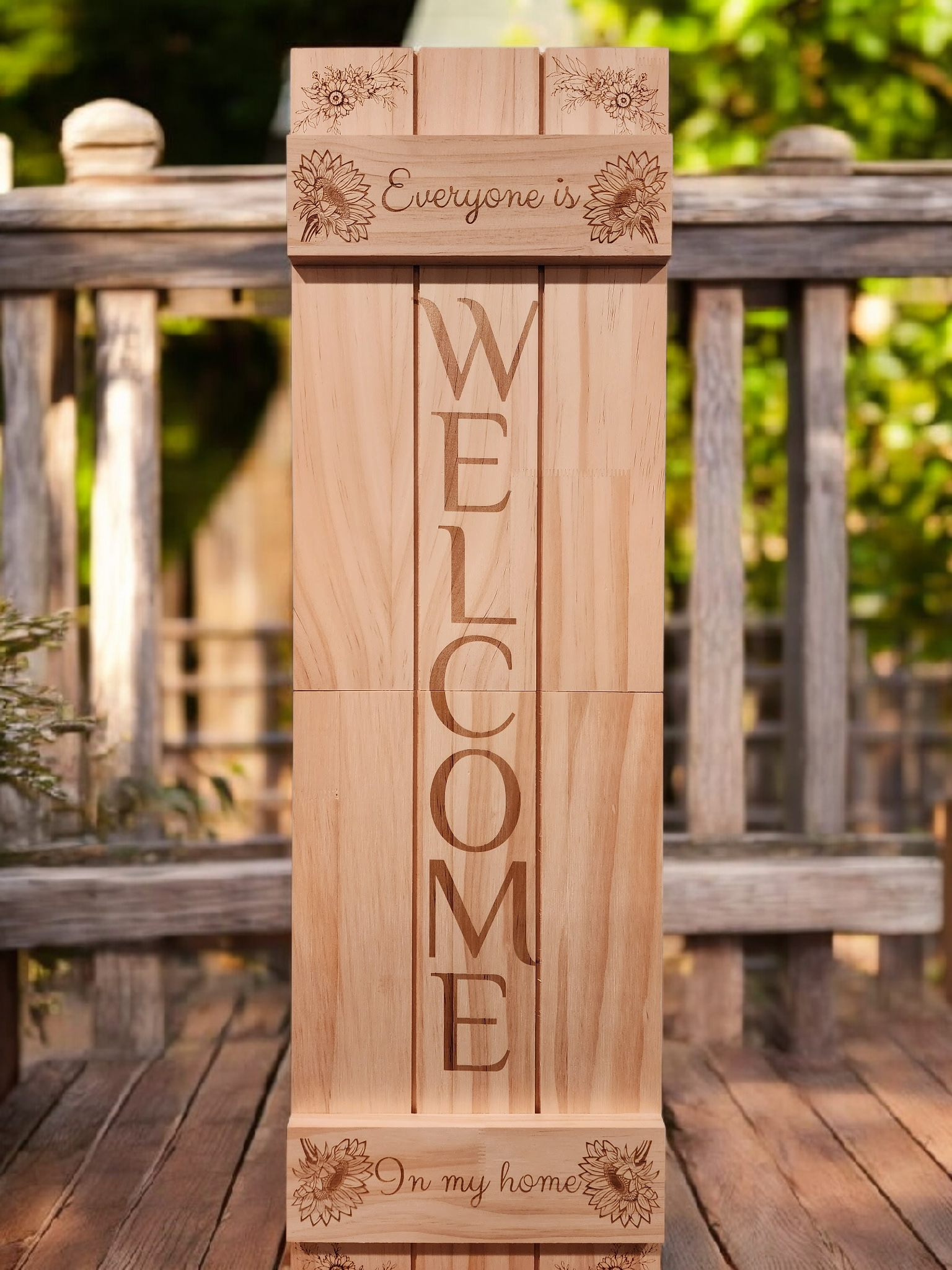 Custom Engraved Wooden Welcome Sign.