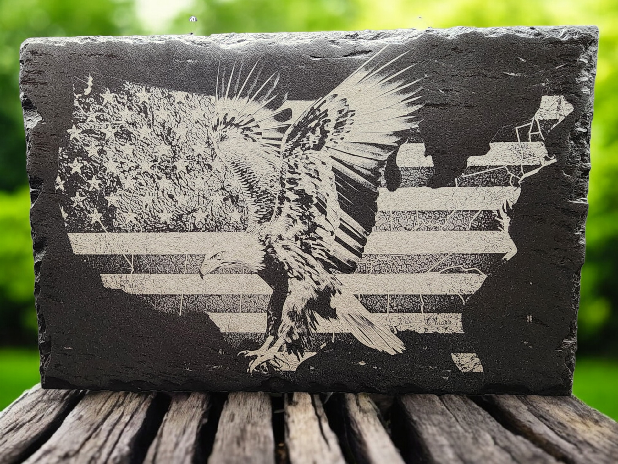 Patriotic Eagle Engraved Slate 9x6