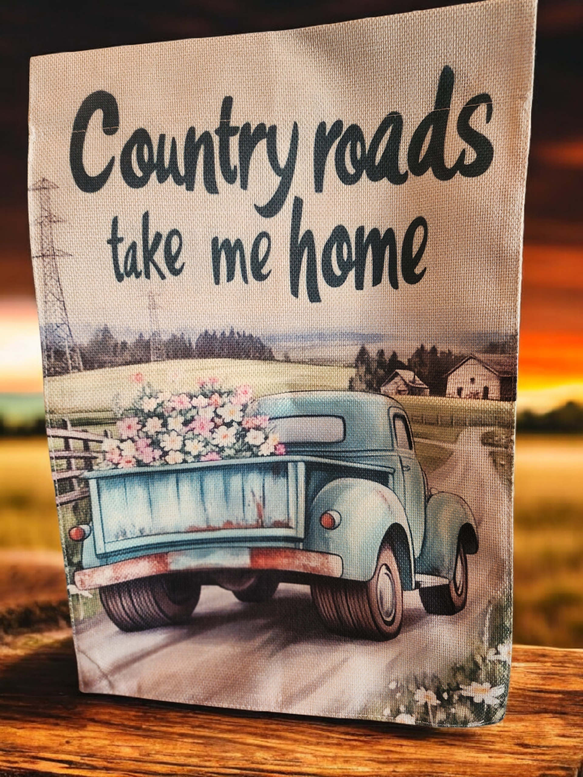 12 x 18 Garden Flag - Blue Truck and Country Roads