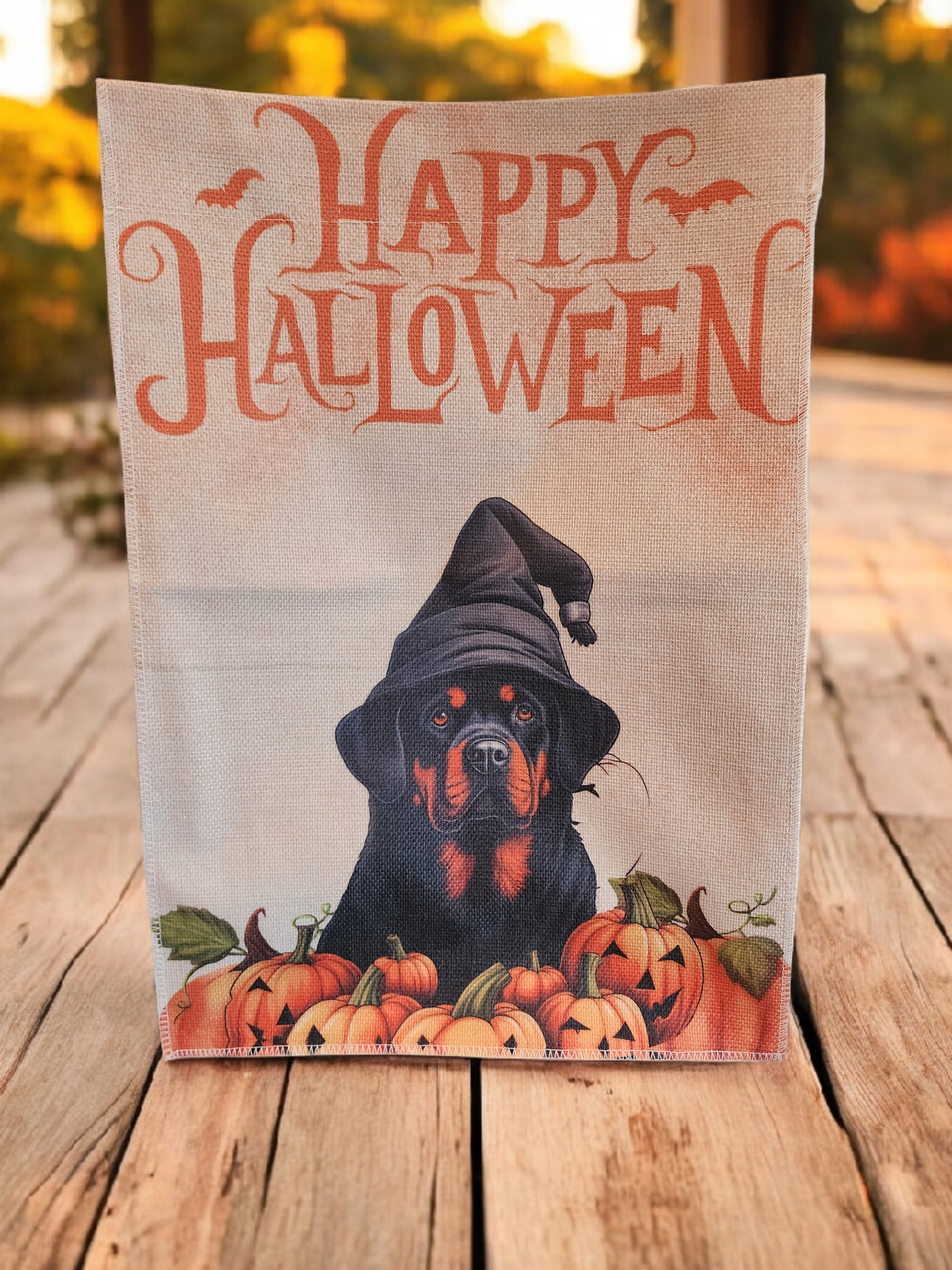 12 x 18 Garden Flag - Rottweiler Halloween