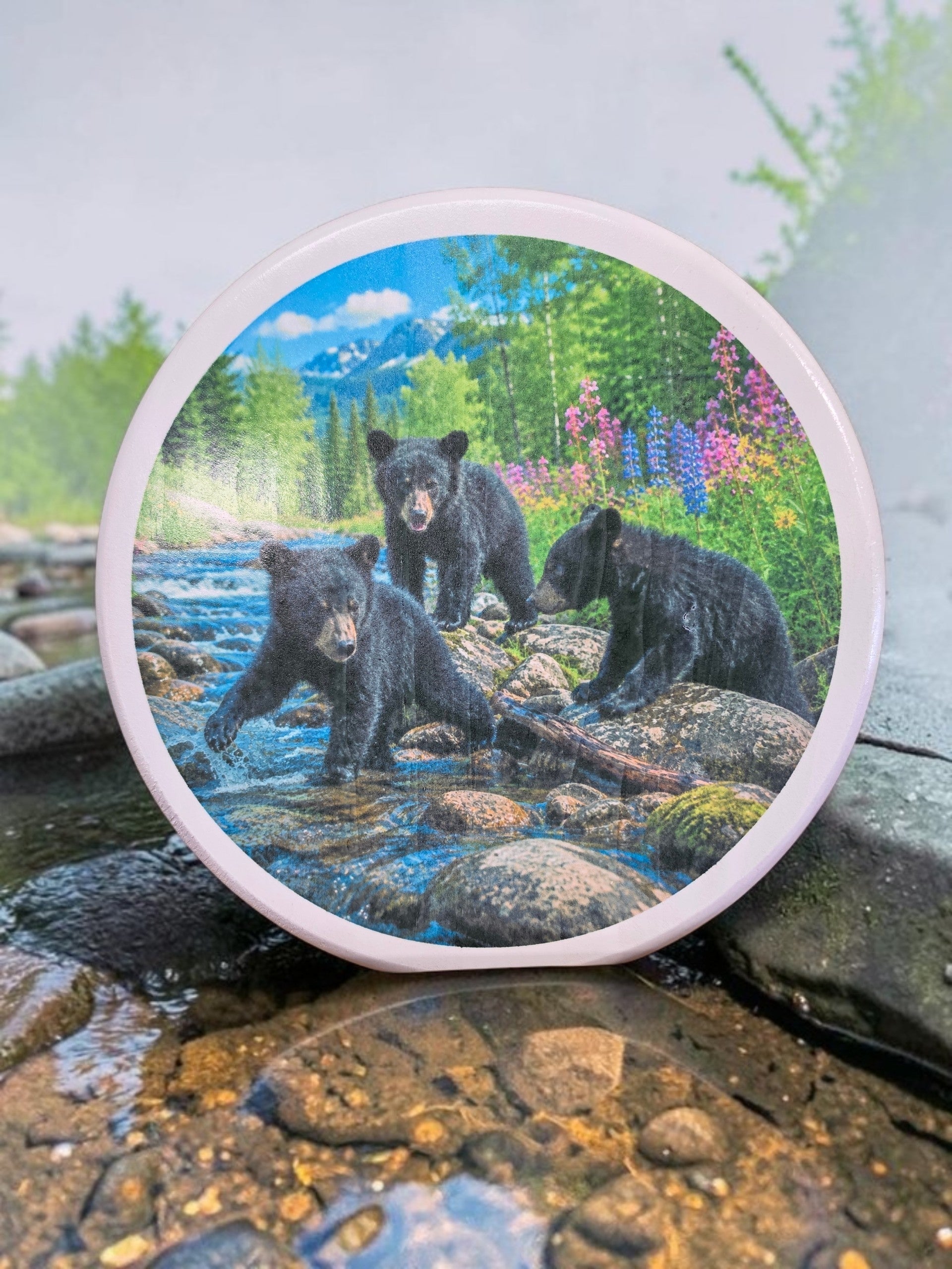 Black Bear Family Wooden Wall Plaque