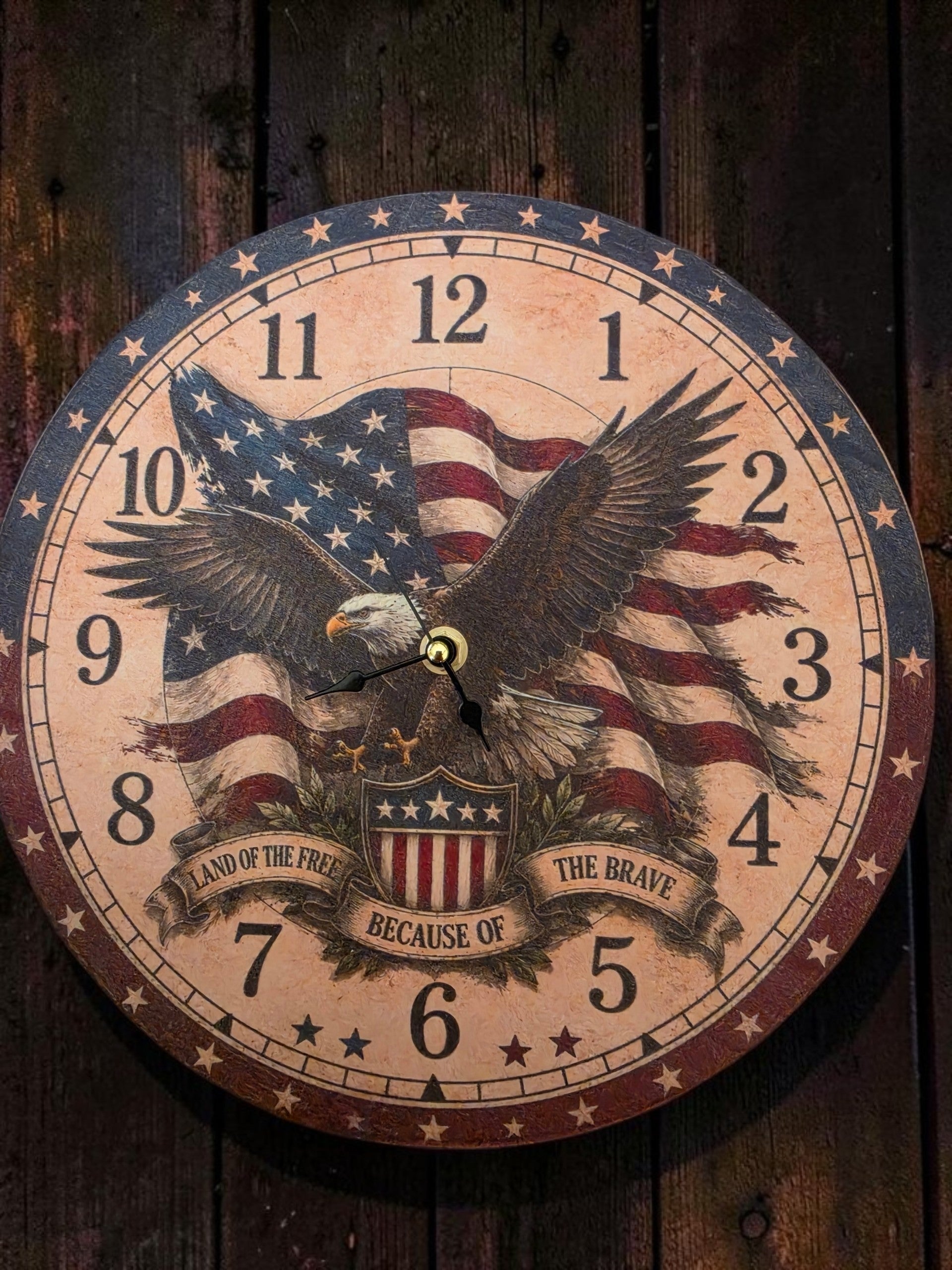Patriotic Bald Eagle Wall Clock