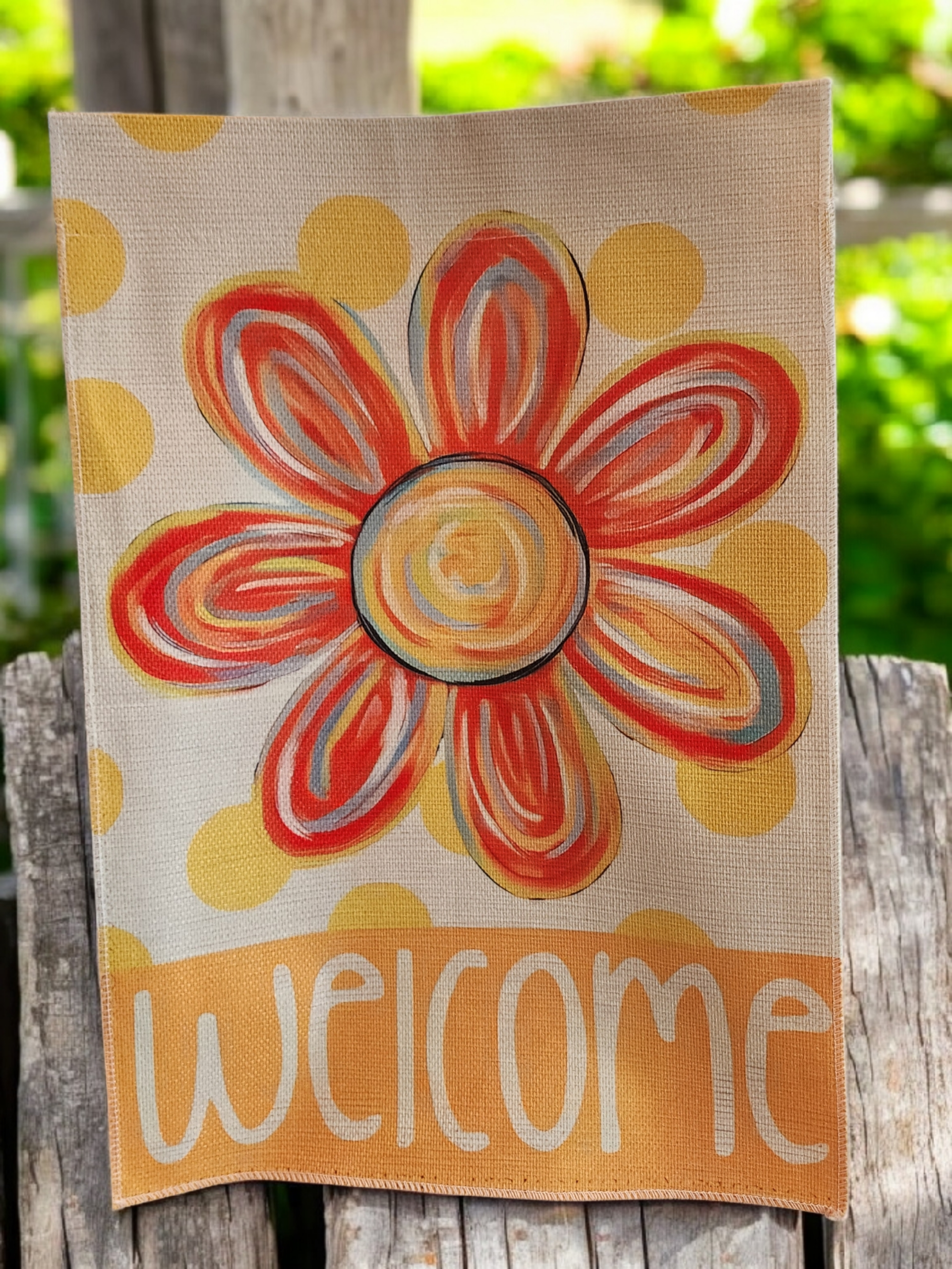 12 x 18 Garden Flag - Welcome Orange Flower