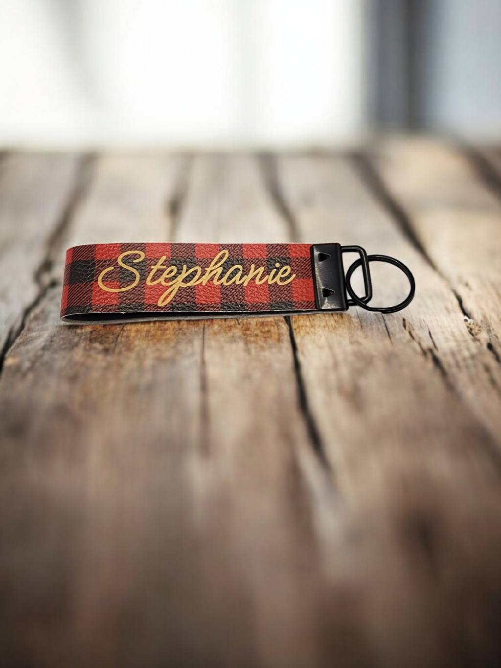 Personalized Faux Leather Wristlet 5.25 in