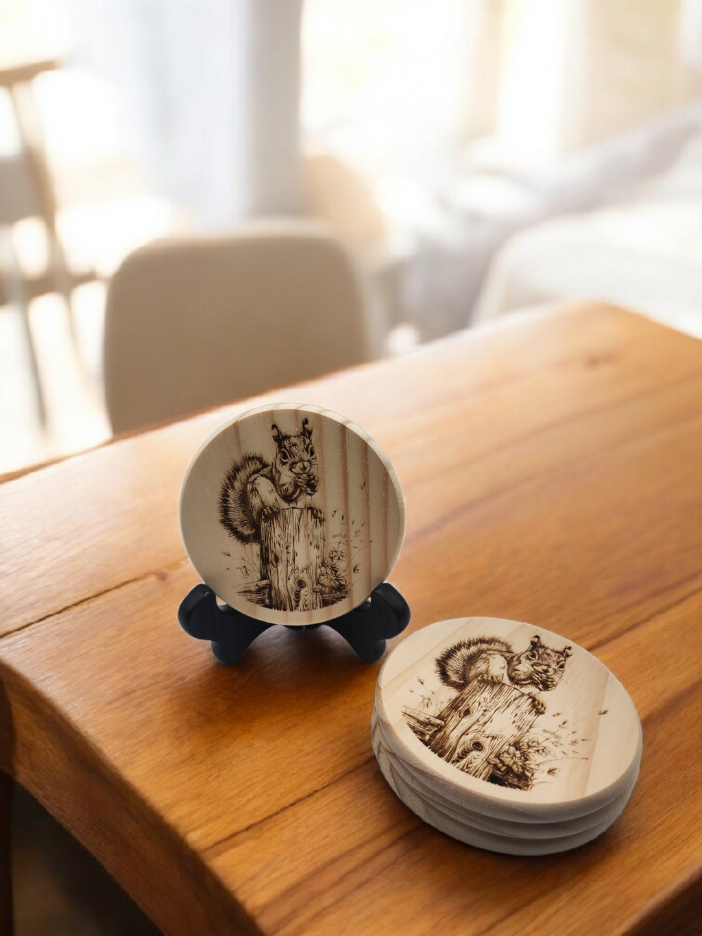Wooden Coaster- Squirrel (Set of 4)