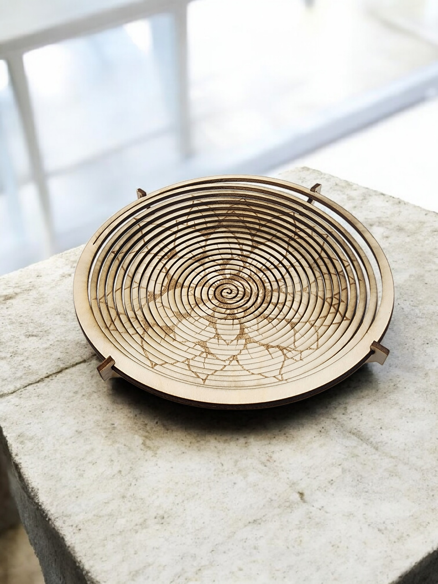 Wooden Spiral Decorative Bowl